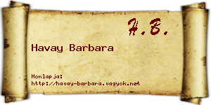 Havay Barbara névjegykártya